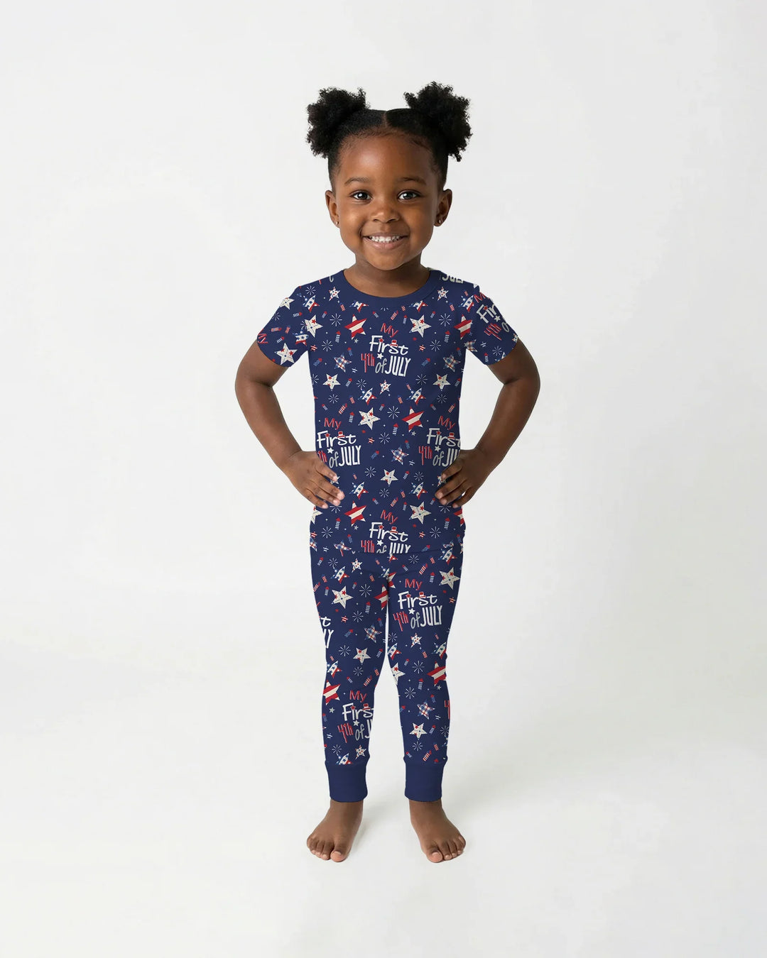 My First 4th of July Star Striped Bamboo Two Piece Short Sleeve Pajama Set