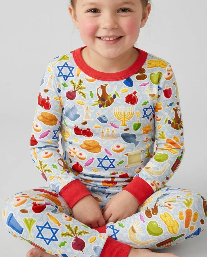 Zweiteiliges Langarm-Pyjama-Set mit Sommerfrüchten