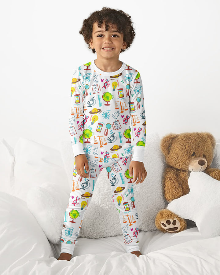 Tiny Scientist Explores The World Bamboo Two Piece Long Sleeve Pajama Set