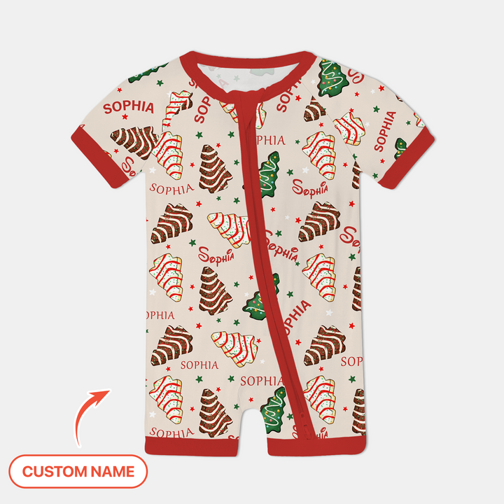 Christmas Tree Cake Custom Name Shorty Zippy