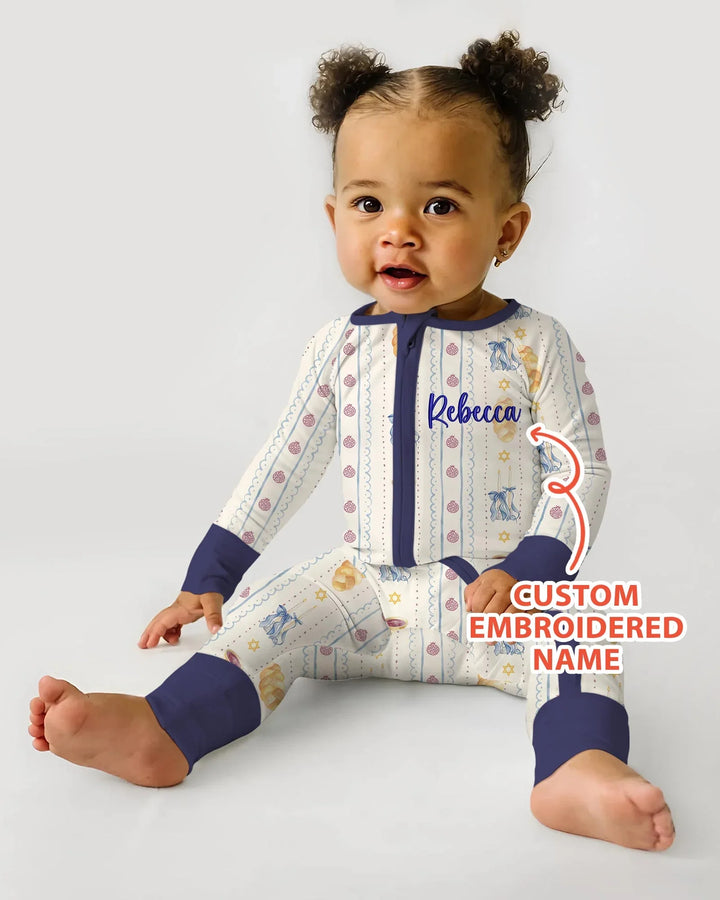 Custom Embroidered Name Shabbat Matching With Mom Bamboo Convertible Zippy