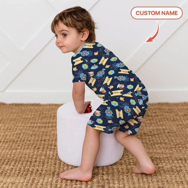 Express Train Christmas Two Piece Short Sleeve Shorts Pajama Set