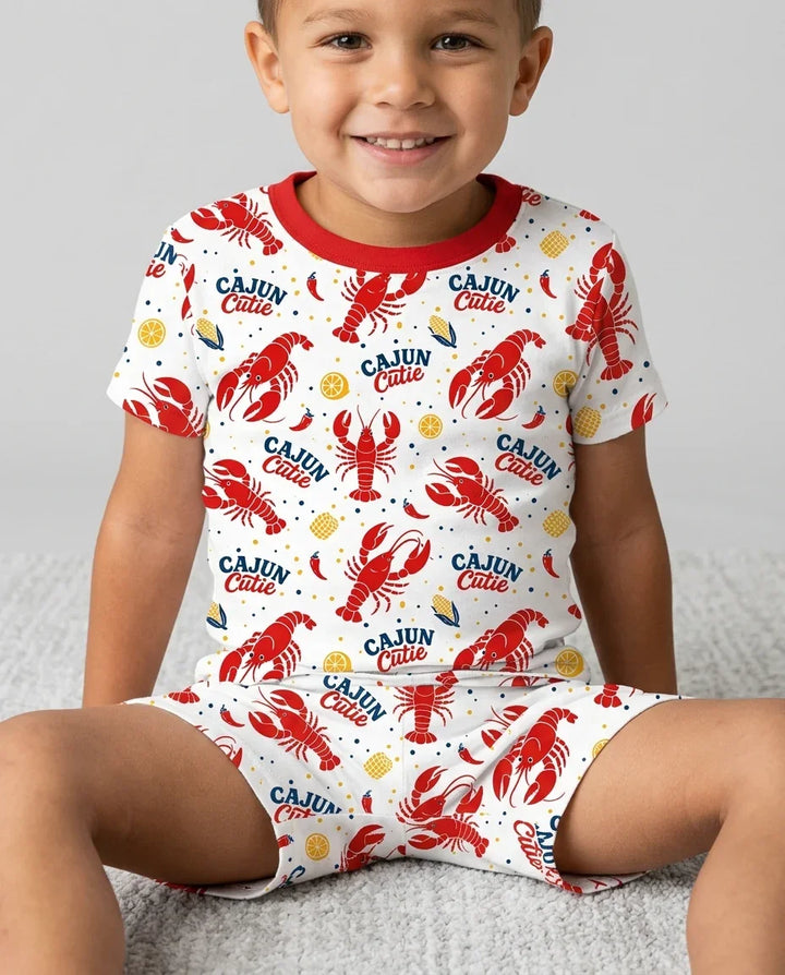 Template Zweiteiliges Pyjama-Set mit kurzen Ärmeln und Shorts