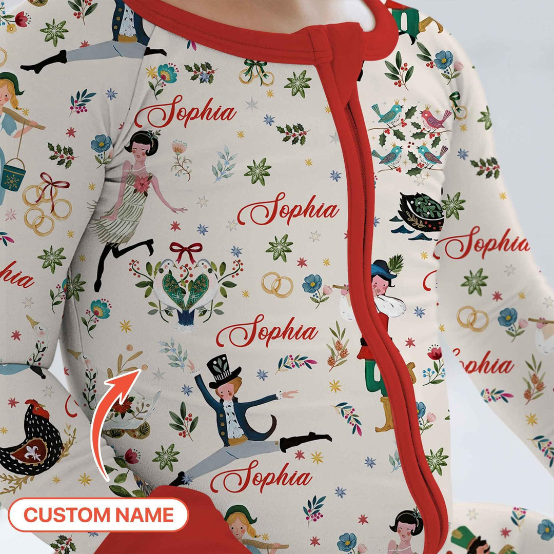 12 Days Of Christmas Custom Name Convertible Zippy , 12 Days Of Christmas Custom Name Convertible Zippy - 0-3M / Girl