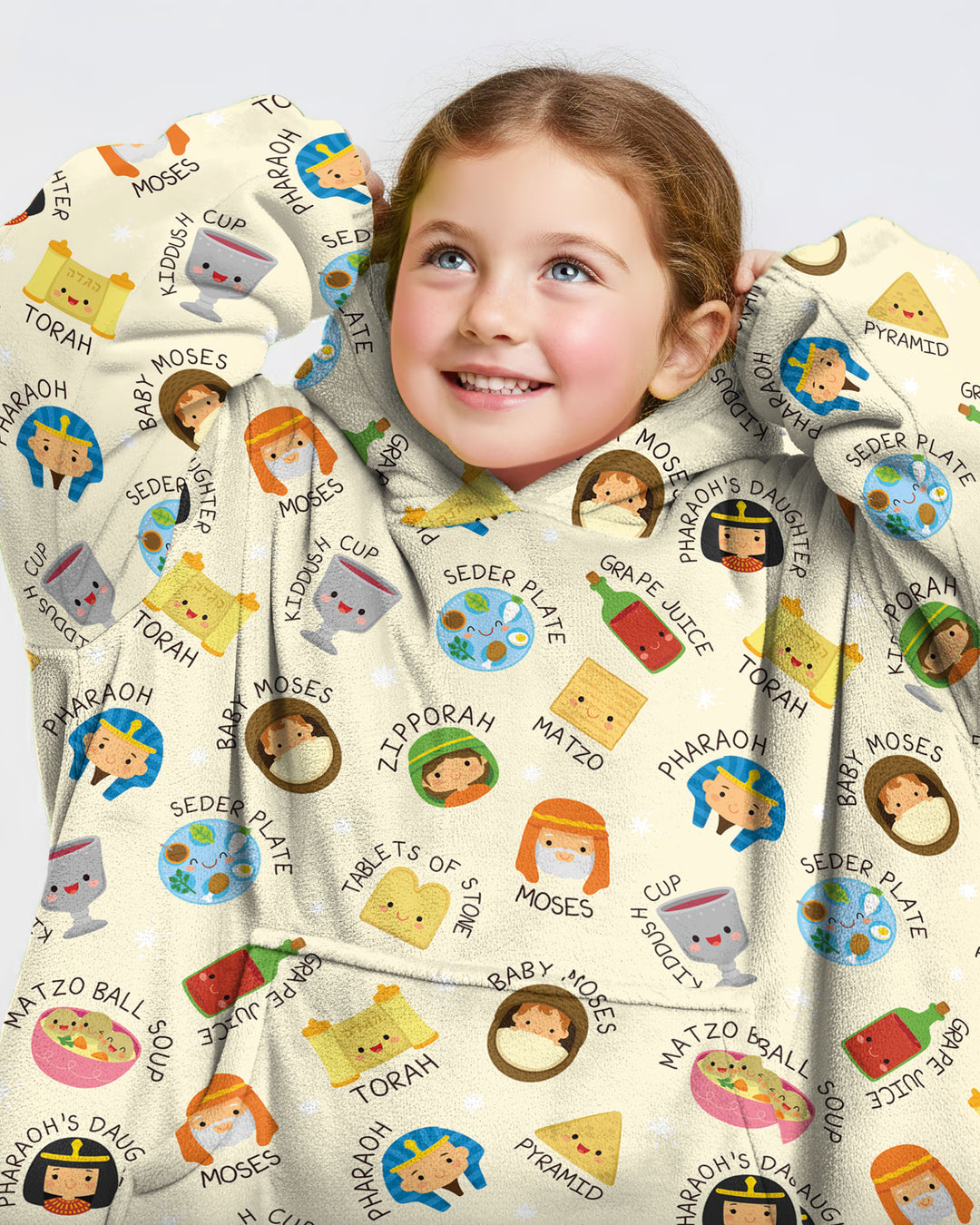 Cute Passover Characters Wearable Blanket Hoodie