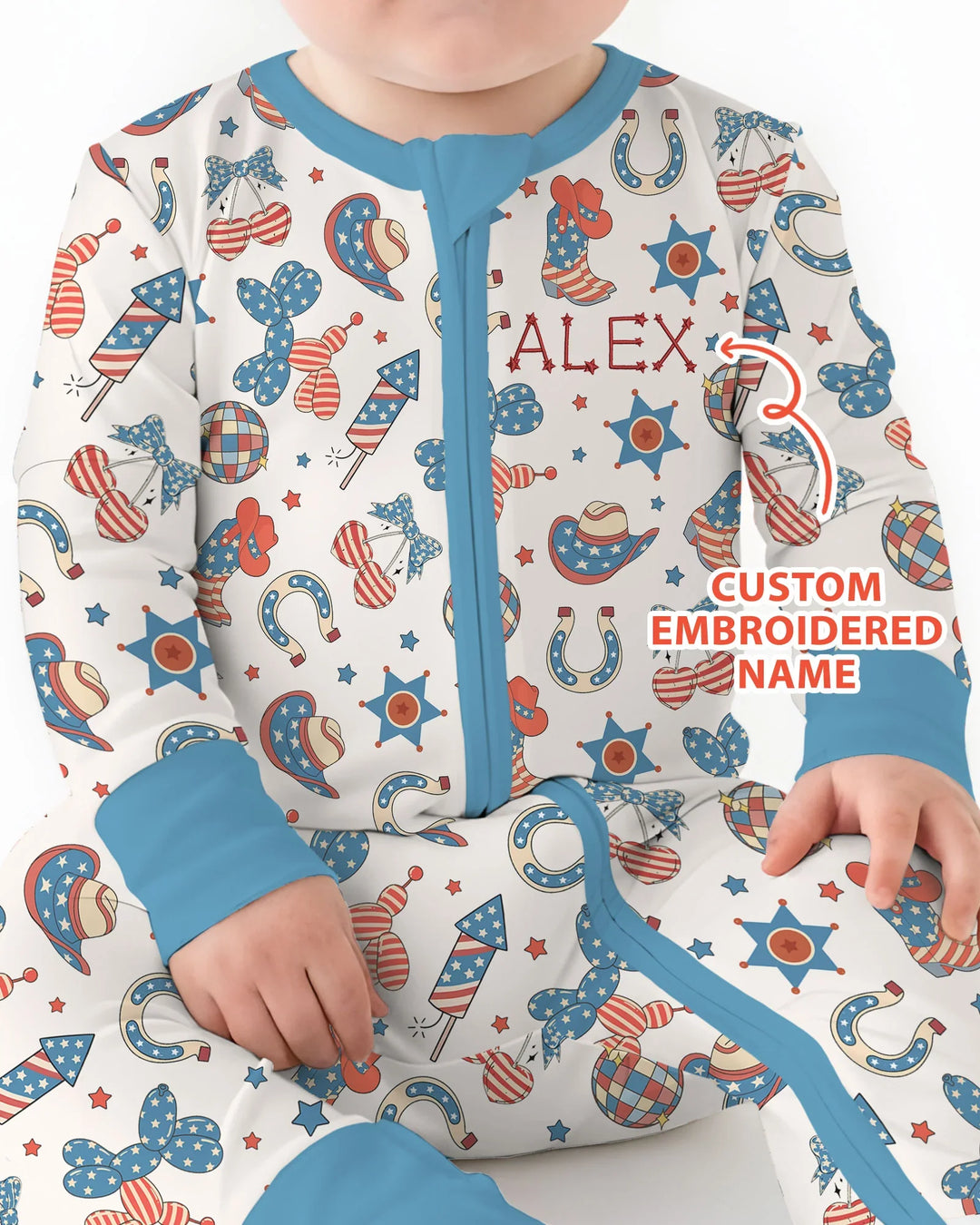 Custom Name Embroidered Howdy 4th Of July Bamboo Convertible Zippy