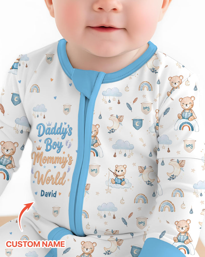 Custom Name Daddy' Boy Mommy' World Bamboo Convertible Zippy