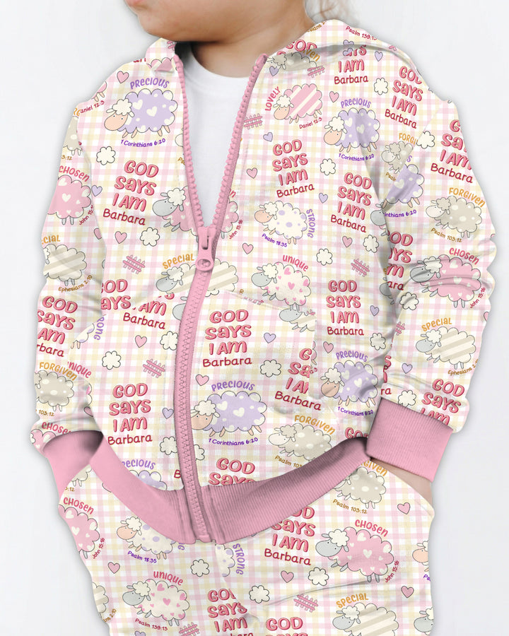 Little Lamb God Says I Am Custom Name Zip Hoodie