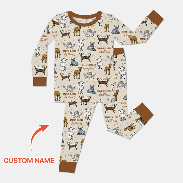 Zweiteiliges Langarm-Pyjama-Set mit Sommerfrüchten