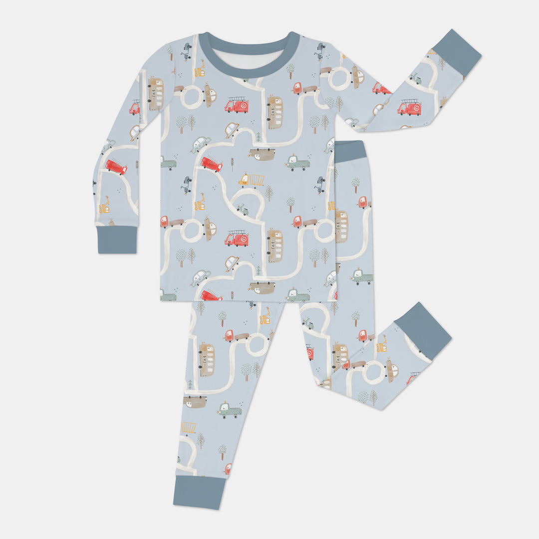 Car Route Map Two Piece Long Sleeve Pajama Set