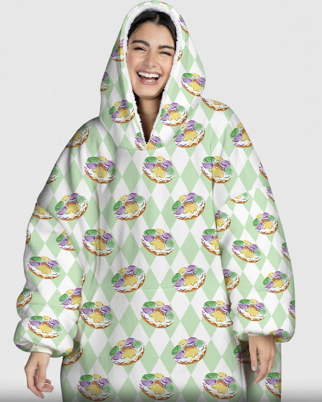 Mardi Gras Donut Wearable Blanket Hoodie