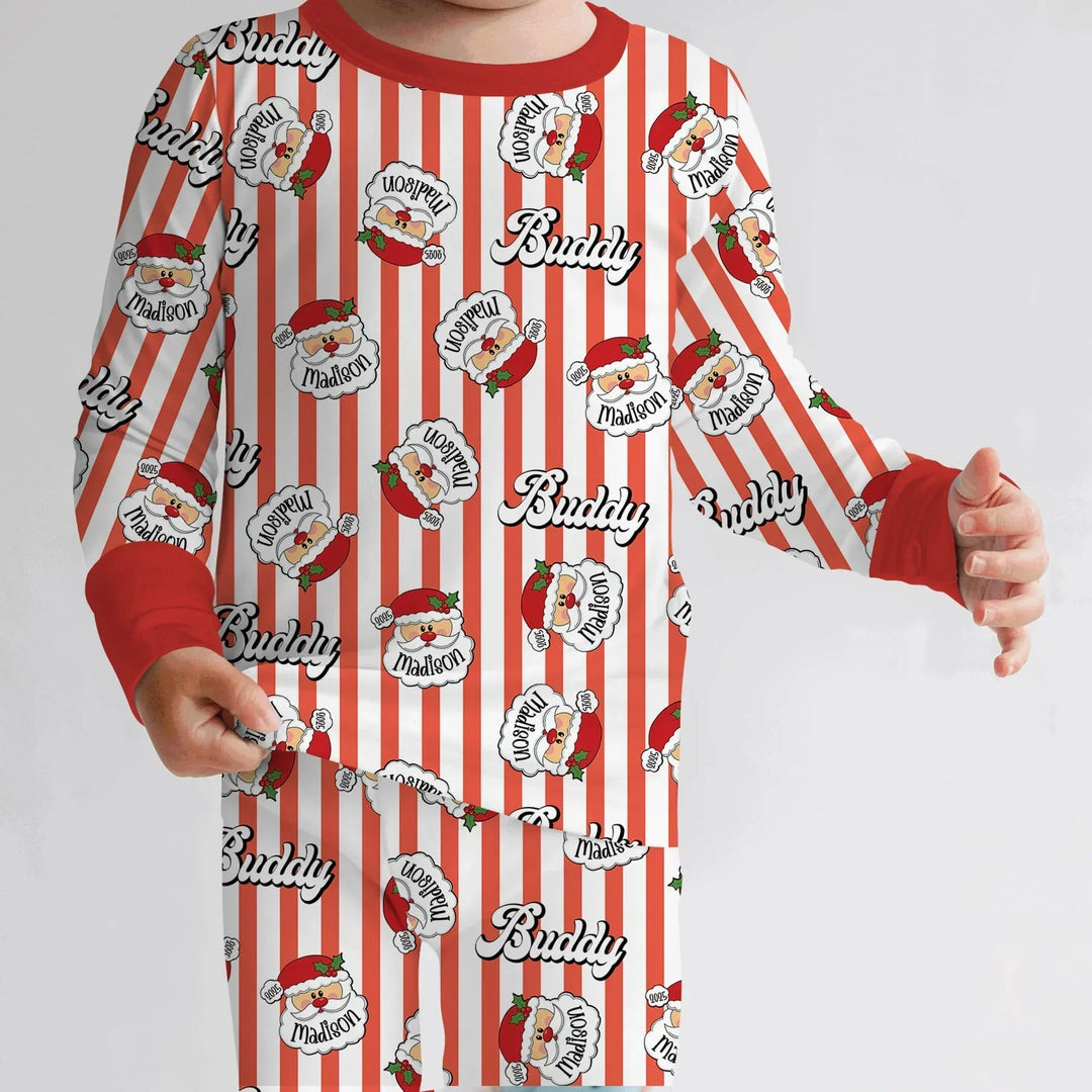 Christmas Santa Claus Custom Name Buddy Two Piece Long Sleeve Pajama Set