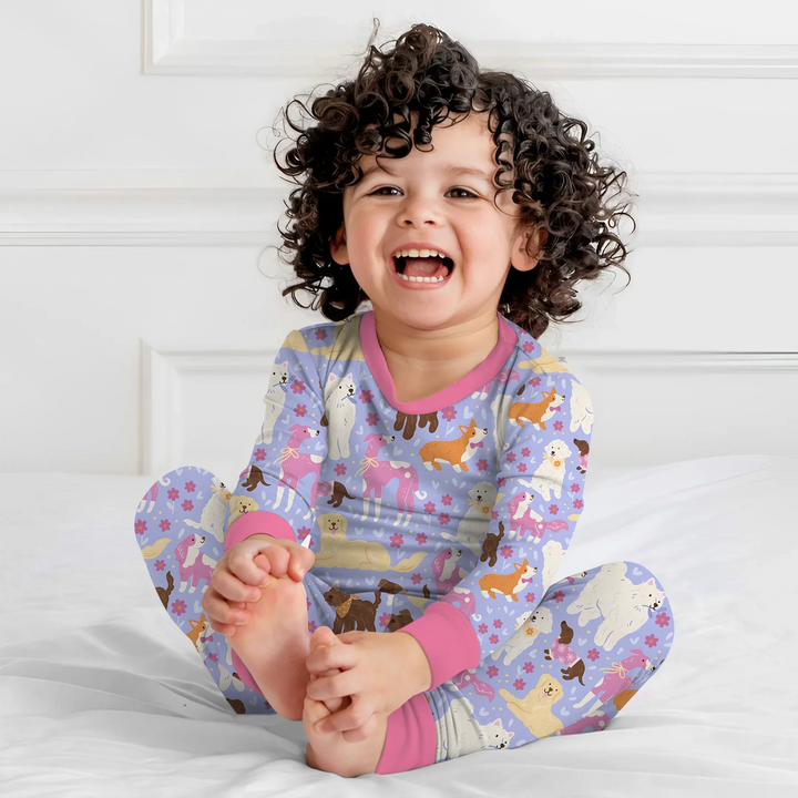 Floral Pawty Bamboo Two Piece Long Sleeve Pajama Set