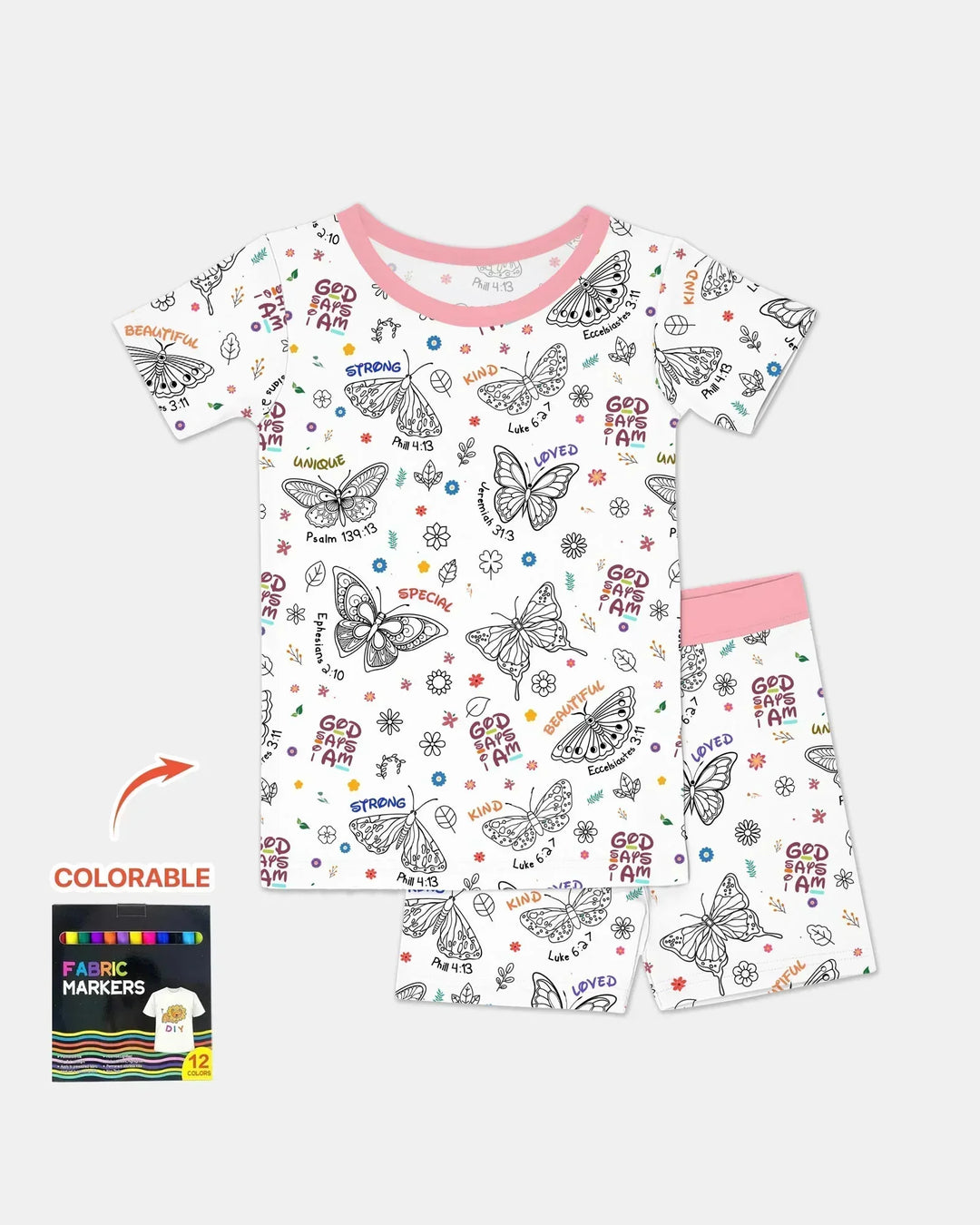 Template Zweiteiliges Pyjama-Set mit kurzen Ärmeln und Shorts
