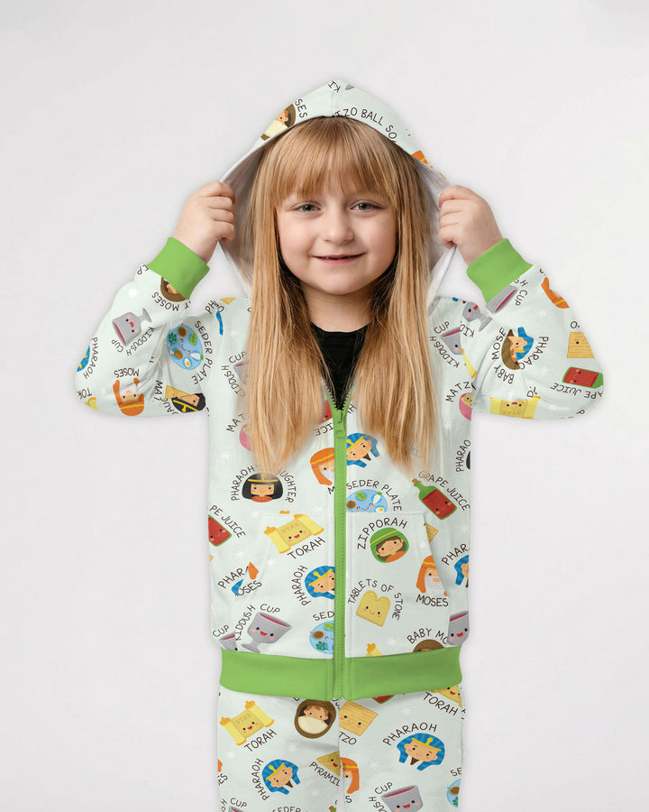 Cute Passover Characters Zip Hoodie