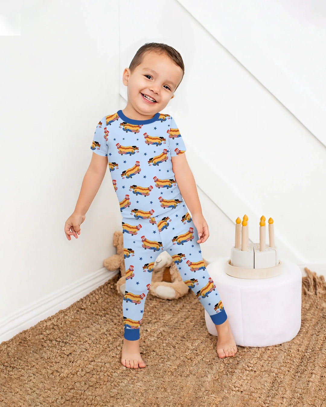American Hot Dog Bamboo Two Piece Short Sleeve Pajama Set