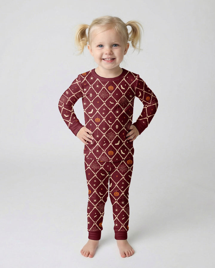Gothic Skeleton Bones Spooky Halloween Bamboo Two Piece Long Sleeve Pajama Set