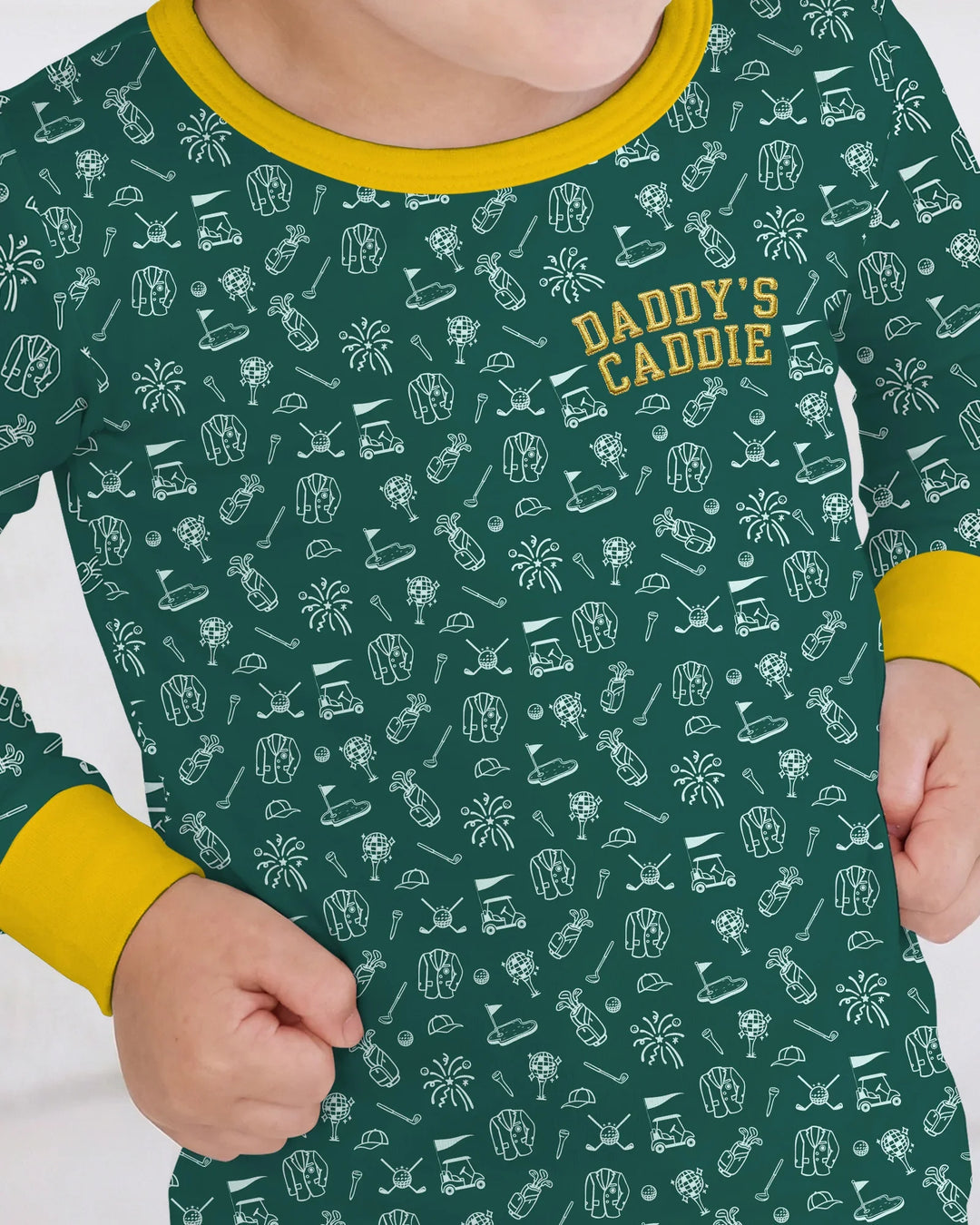 Conjunto de Pijama de Dos Piezas de Bambú con Bordado A Juego con Papá para Palos de Golf y Manga Larga