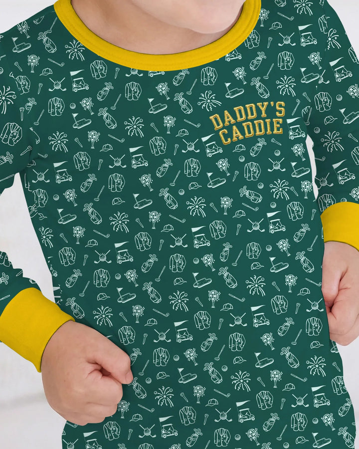 Conjunto de Pijama de Dos Piezas de Bambú con Bordado A Juego con Papá para Palos de Golf y Manga Larga