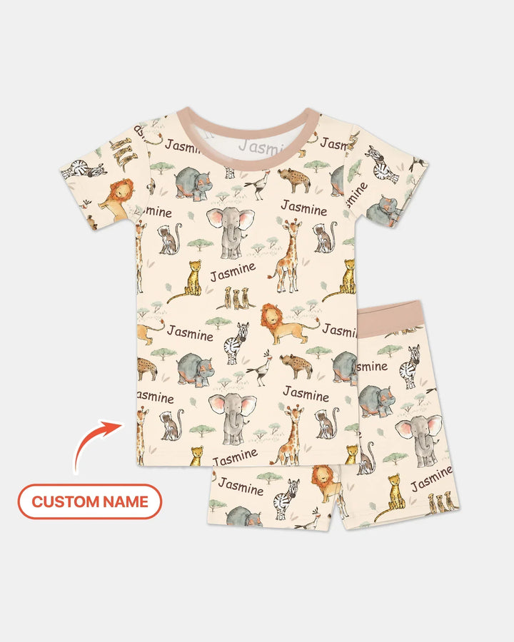 Zweiteiliges Pyjama-Set mit kurzen Ärmeln und Shorts im Sommer-Design