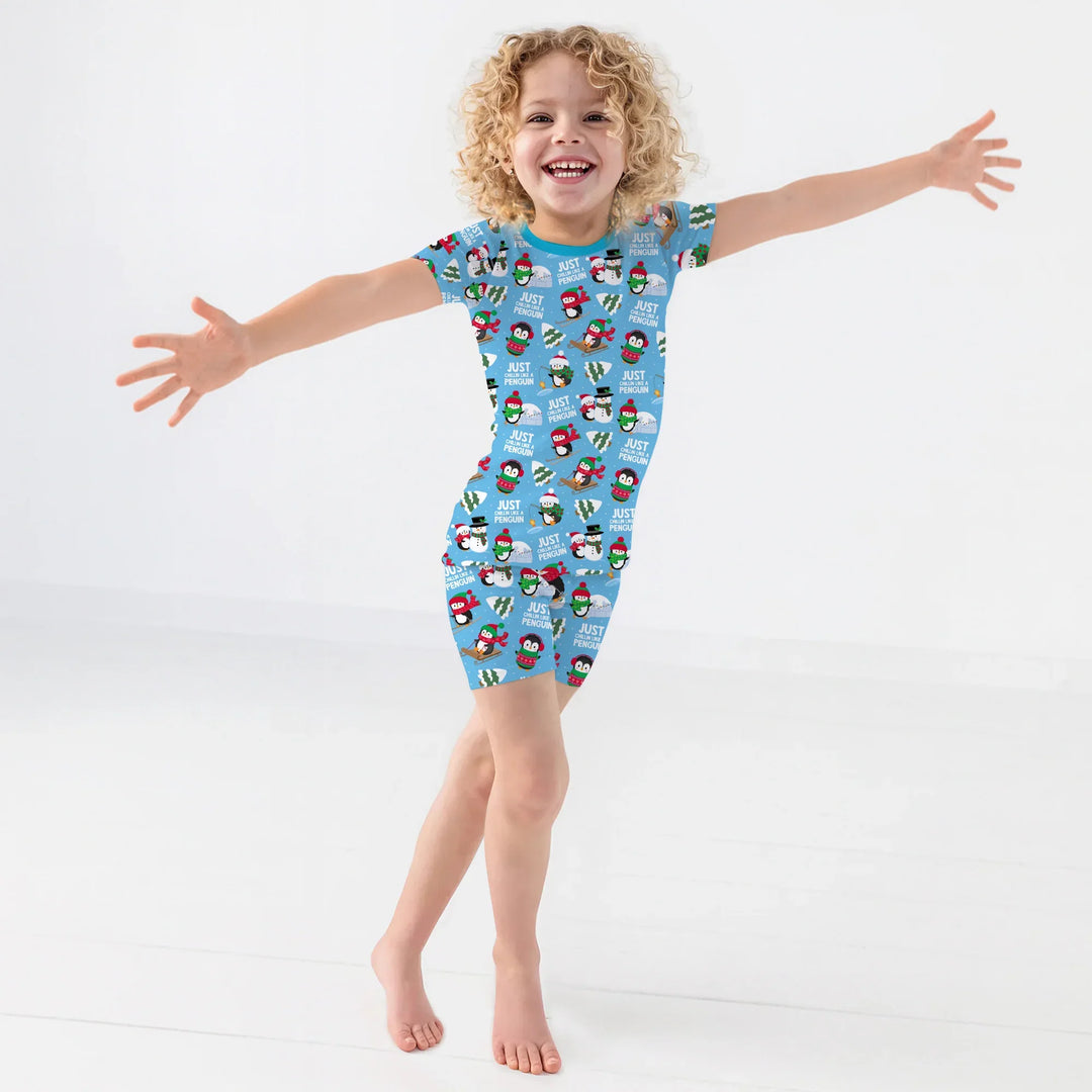 Chillin Like A Penguin Two Piece Short Sleeve Shorts Pajama Set