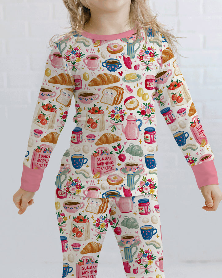 Sunday Morning Breakfast Bamboo Two Piece Long Sleeve Pajama Set