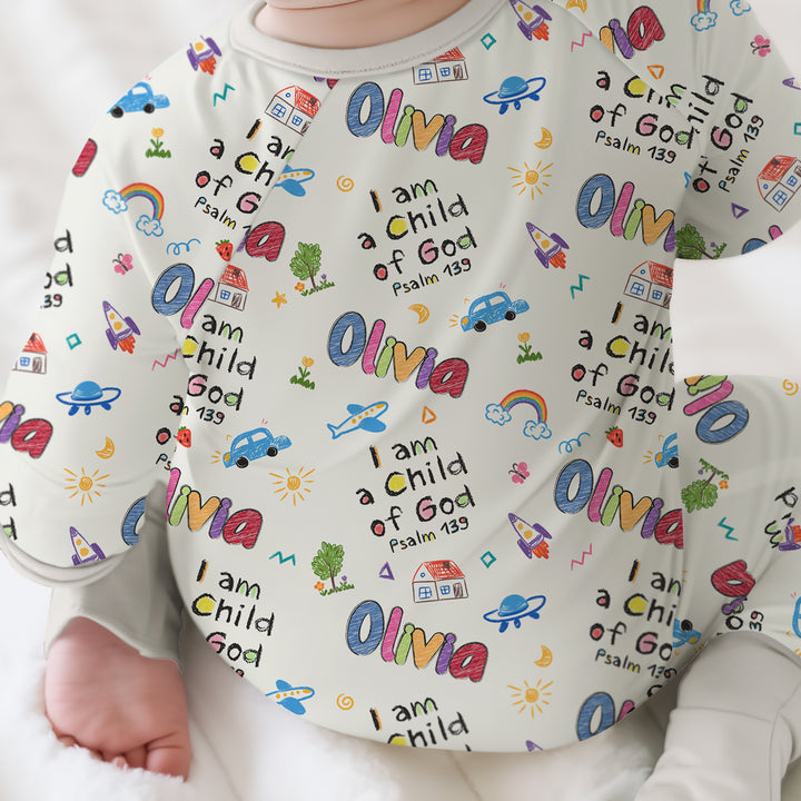 Custom name "I am a Child of God" - Crayon Style Convertible Zippy