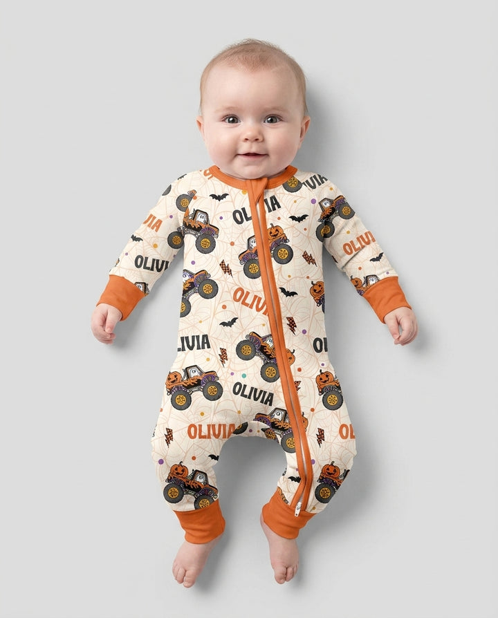 Custom Name Halloween Monster Truck Bamboo Convertible Zippy
