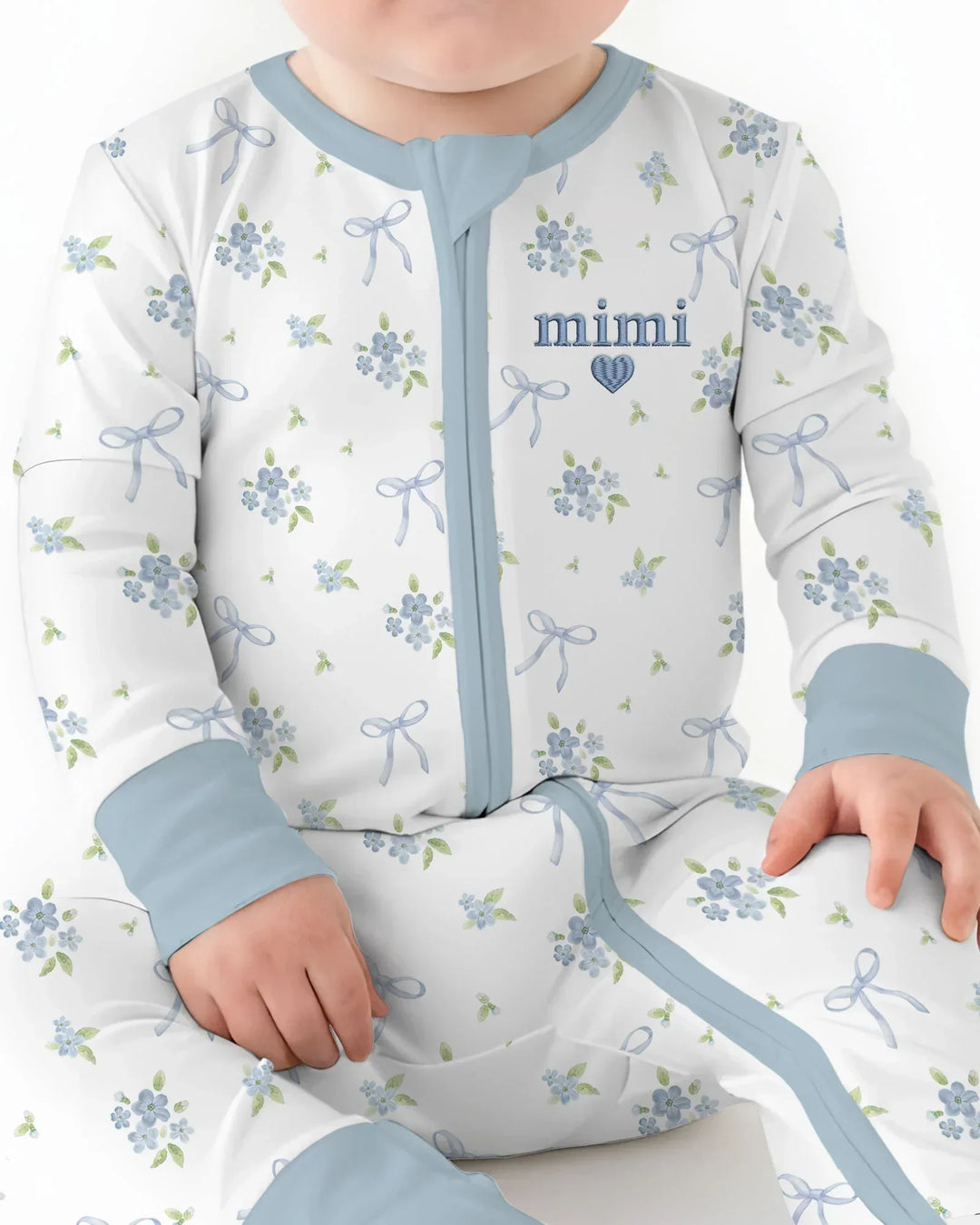 Mameluco convertible de bambú con cremallera bordado a juego para mamá y bebé