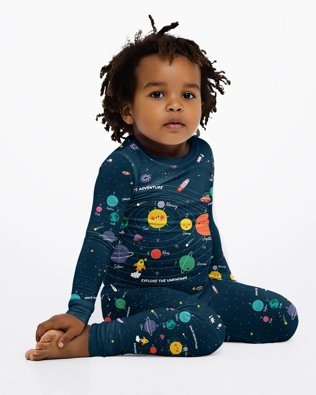 Solar System Explorers Bamboo Two Piece Long Sleeve Pajama Set