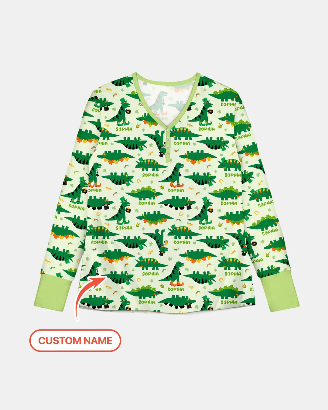 St. Patrick's Day Dinosaurs Custom Women Pajama Set