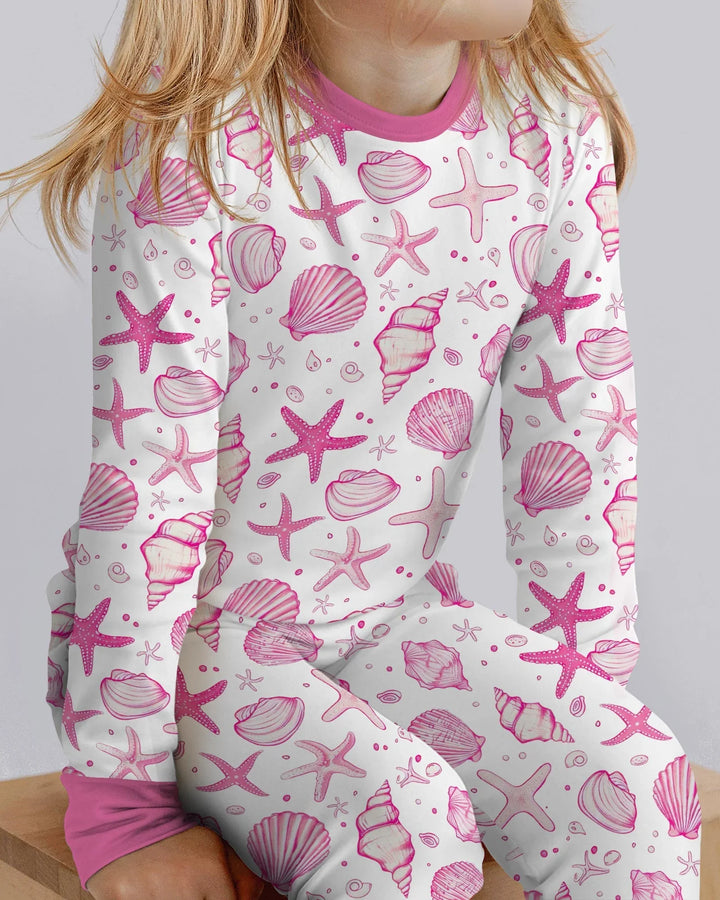Conjunto de pijama de dos piezas de bambú de manga larga para toda la familia "Coastal Charm"
