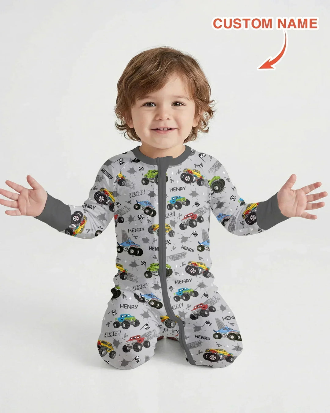 Monster Truck Dirt Jam Custom Name Daddy & Me Matching Convertible Zippy