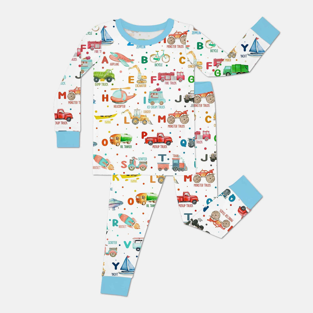 Transportation Alphabet Two Piece Long Sleeve Pajama Set
