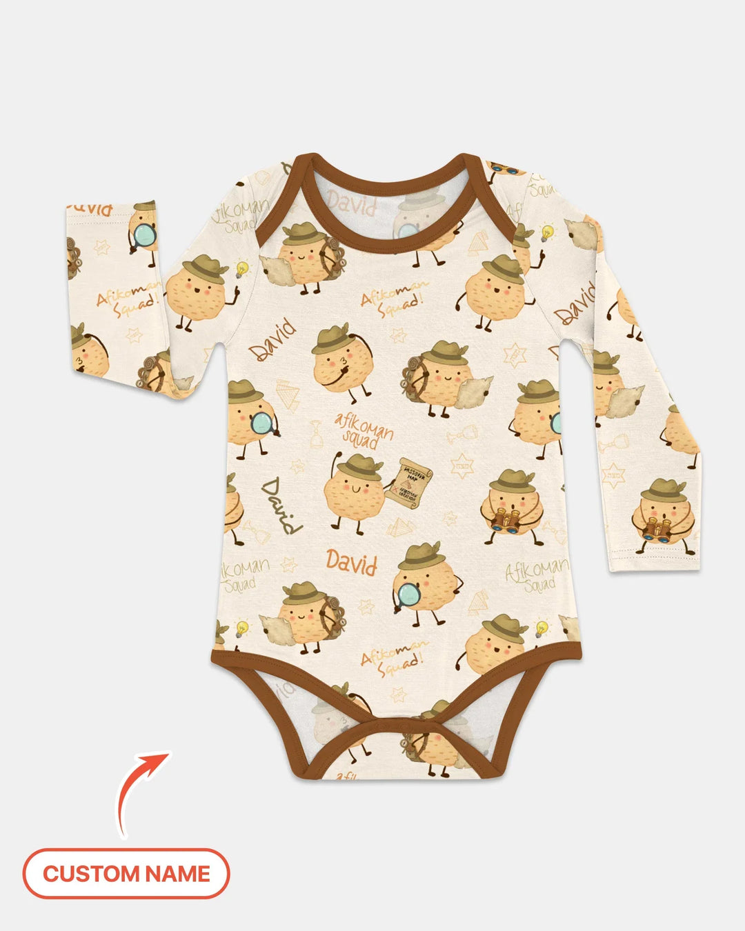 Body de bambú con nombre personalizado para Pésaj Afikoman