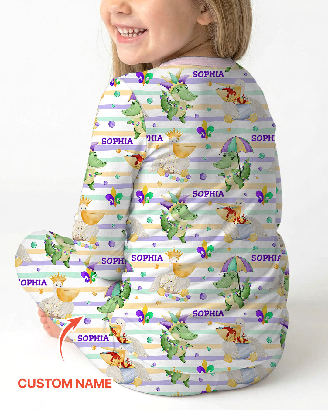 Happy Mardi Gras Adventure Family Matching Two Piece Long Sleeve Pajama Set