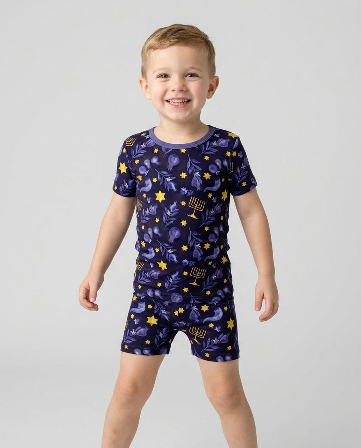 Schlafanzug-Set zweiteilig, kurze Ärmel, kurze Hose, Bambus