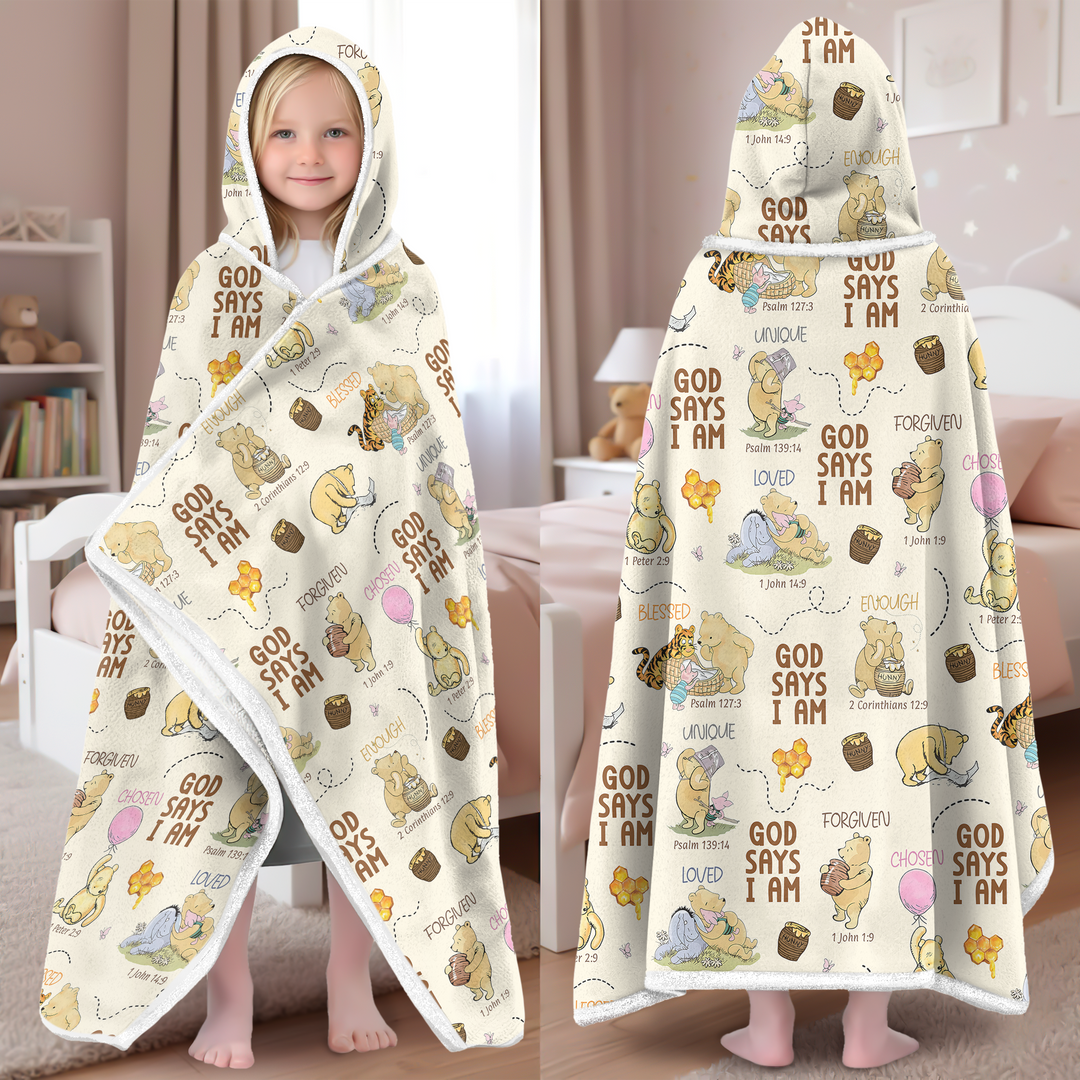God Says I Am Little Blessings Wearable Hooded Blanket