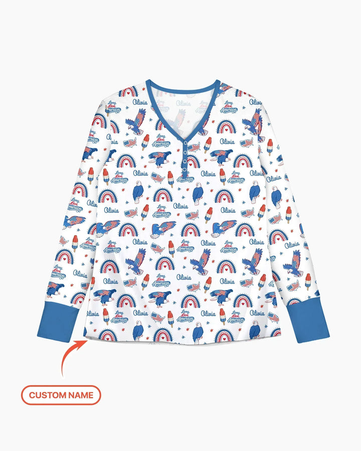 Long Live America Bambus Schlafanzug für Damen