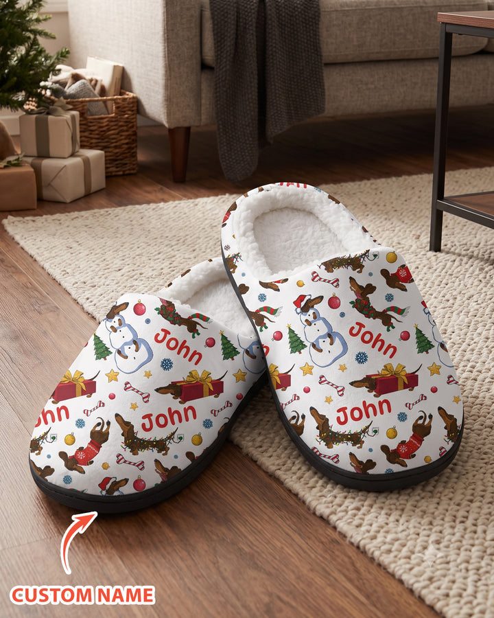 Candy Christmas Dog Flat Scuff Slipper