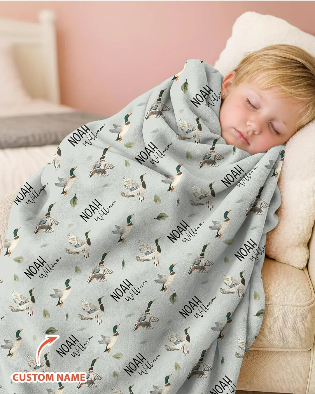 Custom Name Mallard Duck Bamboo Blanket