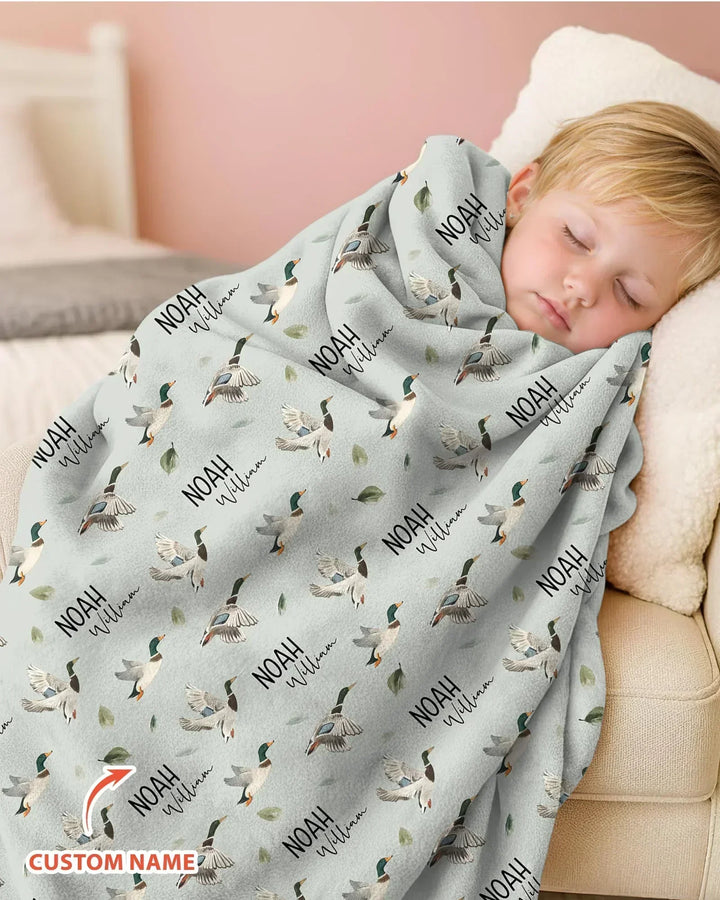 Custom Name Mallard Duck Bamboo Blanket
