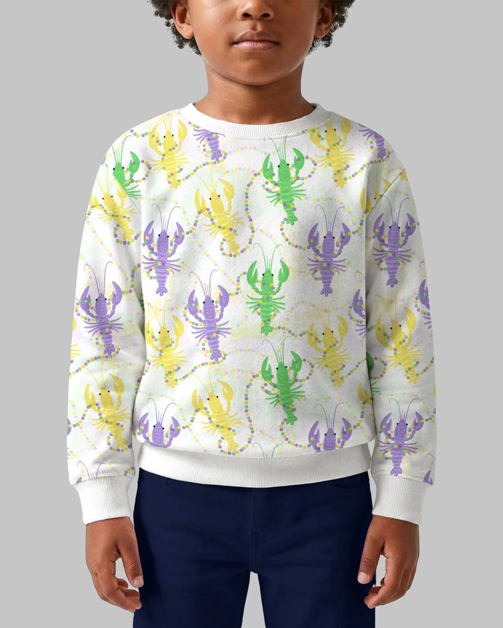 Mardi Gras Flusskrebs Familie Passender Bambus Rundhals-Sweatshirt