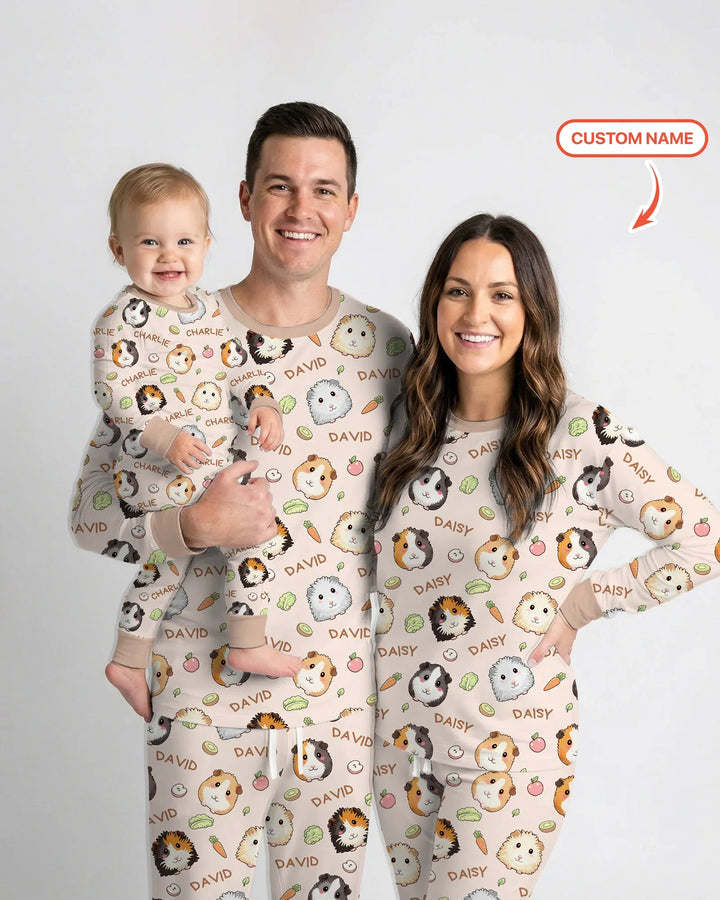 Custom Name Cute Guinea Pigs Bamboo Men's Pajama Set