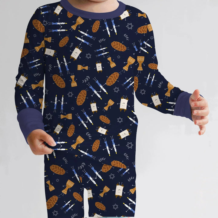 Shabbat Shalom Family Matching Two Piece Long Sleeve Pajama Set