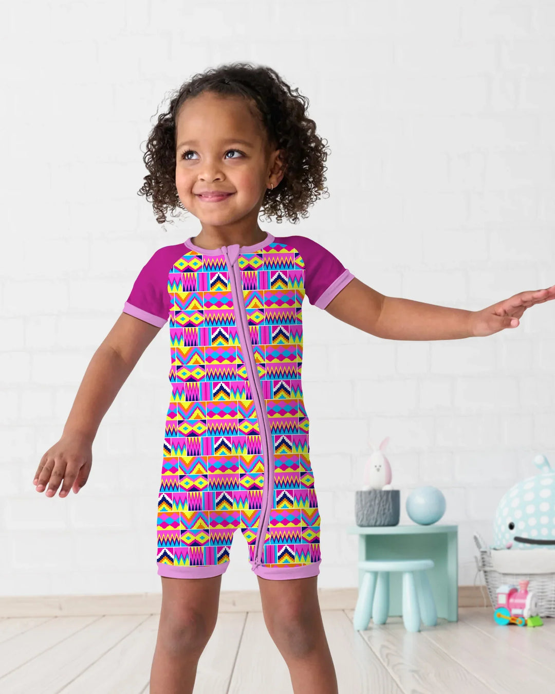 Pijamas cortos Kente Vibes de bambú a juego para toda la familia