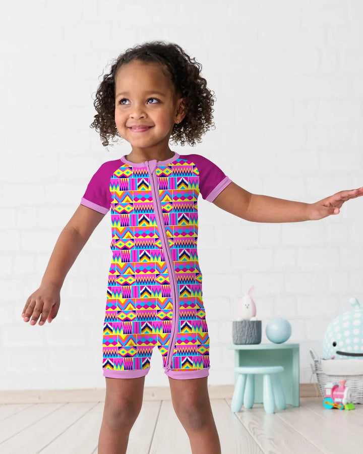 Pijamas cortos Kente Vibes de bambú a juego para toda la familia