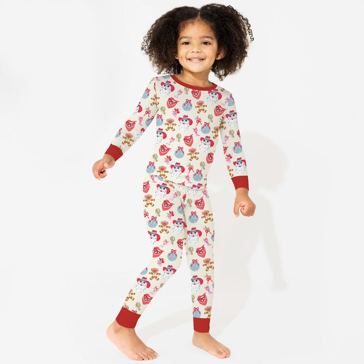 Lovely Western Christmas Girl Two Piece Long Sleeve Pajama Set