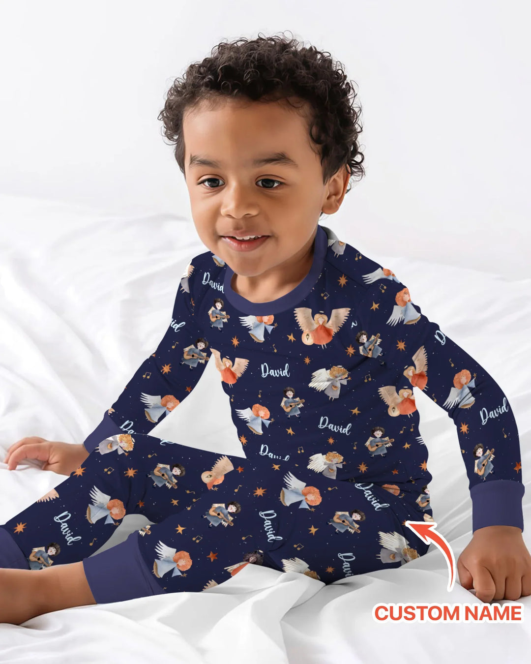 Pijama de dos piezas de bambú de manga larga personalizado Guardian Angels