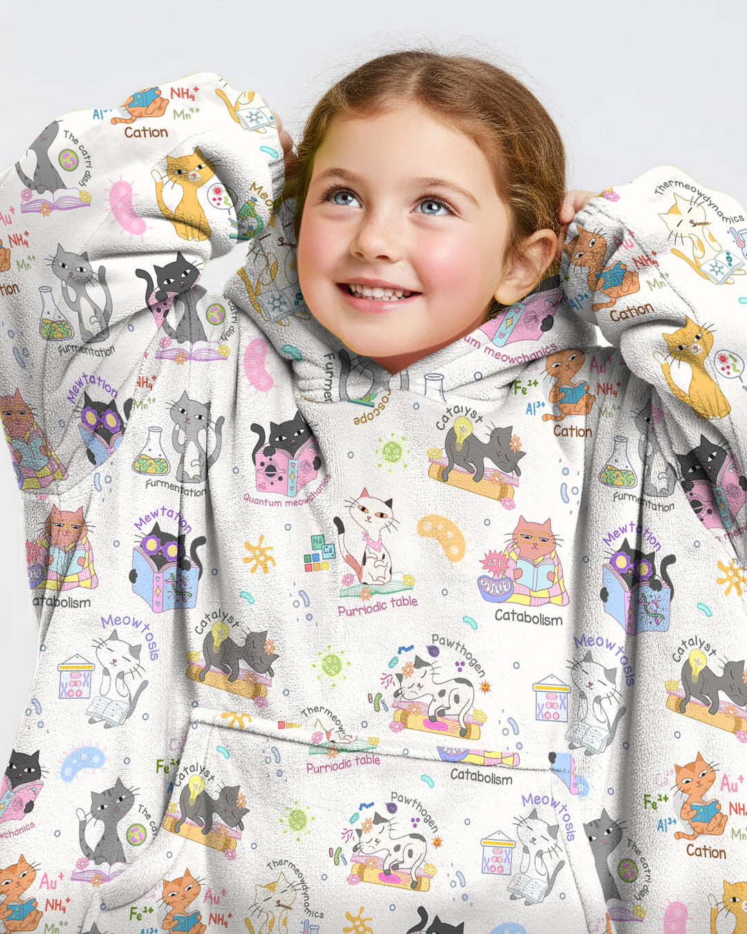 Funny Cat Love Scientist Bamboo Blanket Hoodie